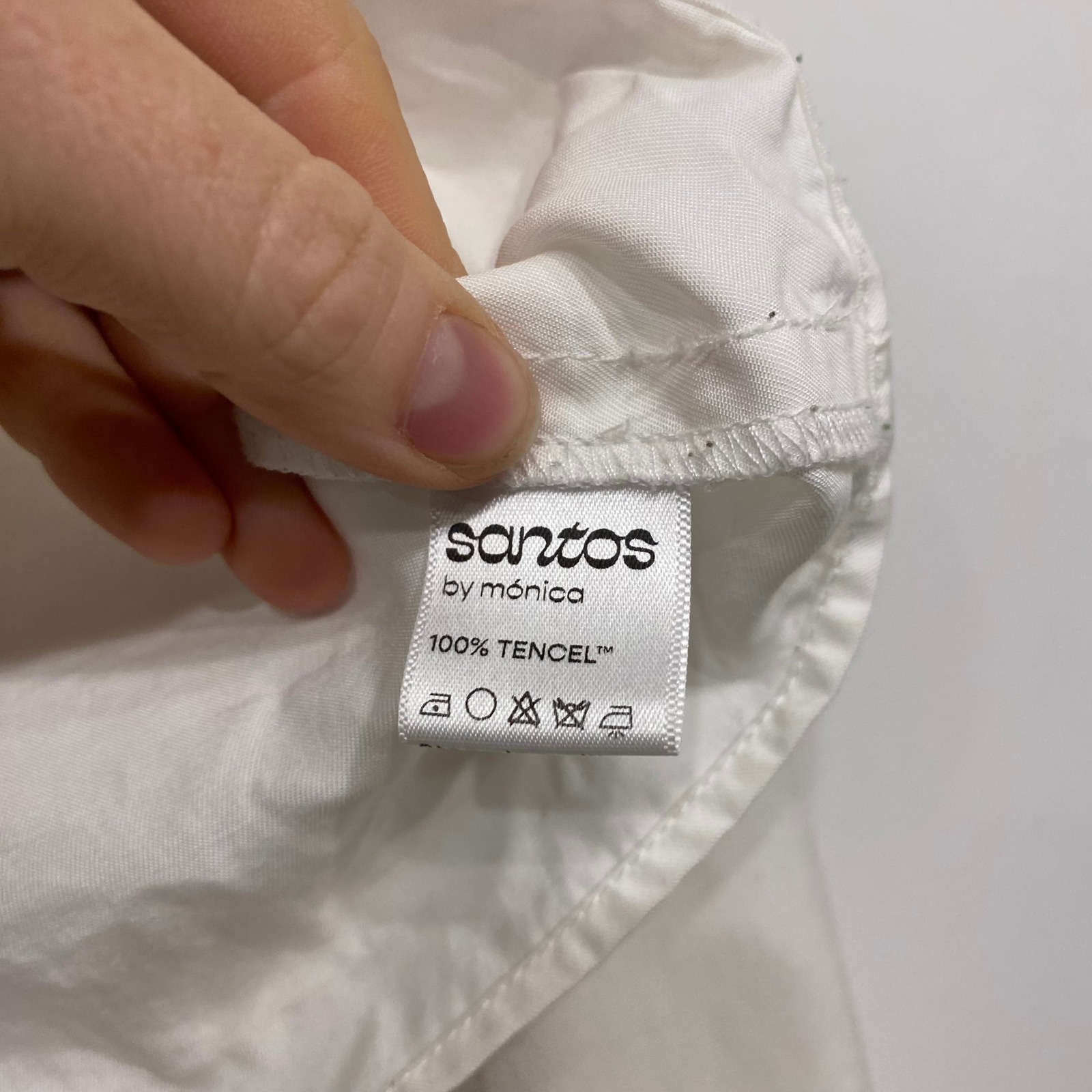Santos By Monica White Tencel Cropped Long Sleeve Button Front Top Size 8 — image 6 of 6